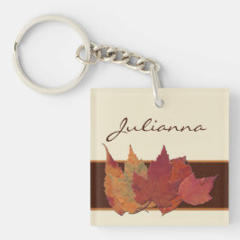 Llavero Brown, Naranja, Ivory Dried Leaves Keychain Acríli
