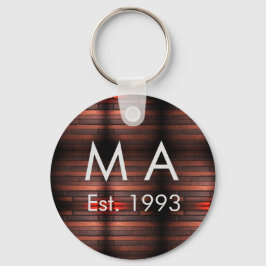 Llavero Brown rustic brick stone add name letter year date