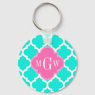Llavero Brt Aqua Wht Moroccan #5 HotPink2 Monograma inicia