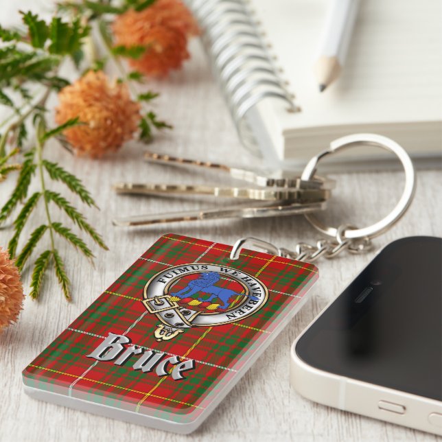 Llavero Bruce Clan Badge/Tartan Rectangle (Frente Derecha)