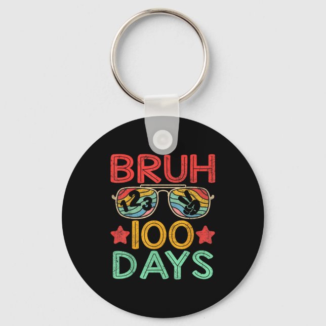 Llavero Bruh 100 Days Of School 100th Day Of School Retro  (Anverso)