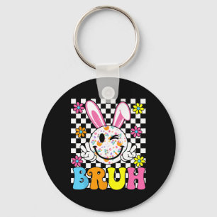Llavero Bruh Easter Day Funny Bunny Eggs Groovy Smile Face