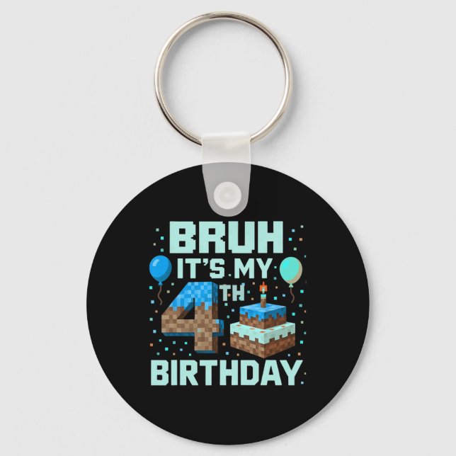 Llavero Bruh Es mi cuarto cumpleaños Juego Pixel Boy Diver (Anverso)