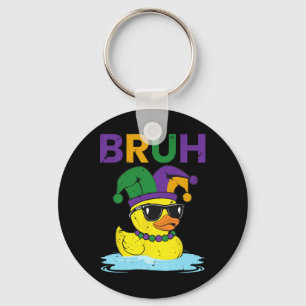 Llavero Bruh Funny Duck Mardi Gras Rubber Duck Con Jester