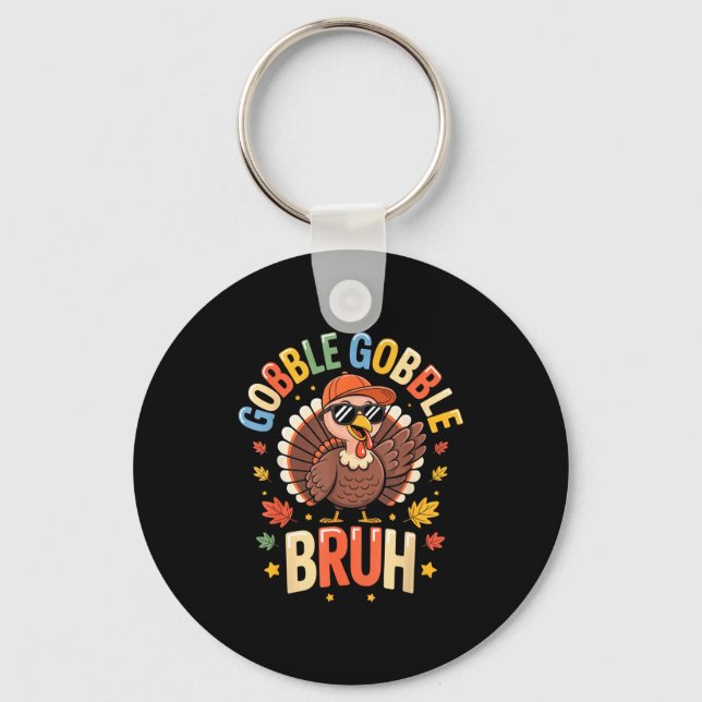 Llavero Bruh Funny Thanksgiving Turkey Gobble Shirt Boys G (Anverso)