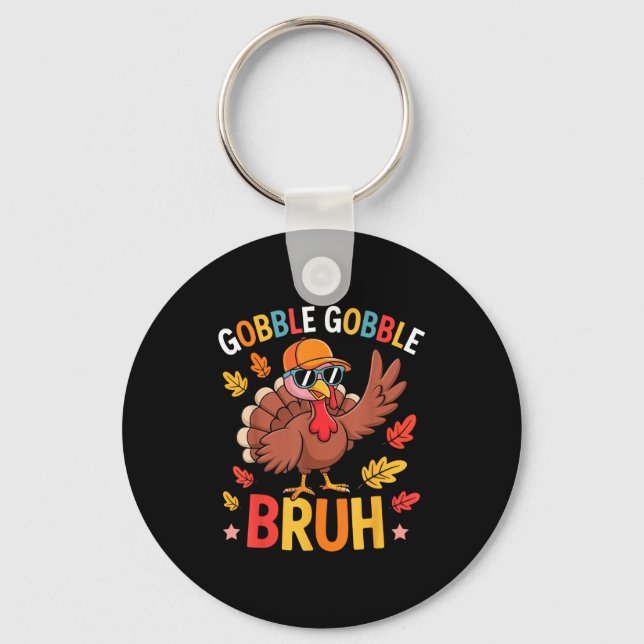 Llavero Bruh Funny Thanksgiving Turkey Gobble Shirt Boys G (Anverso)