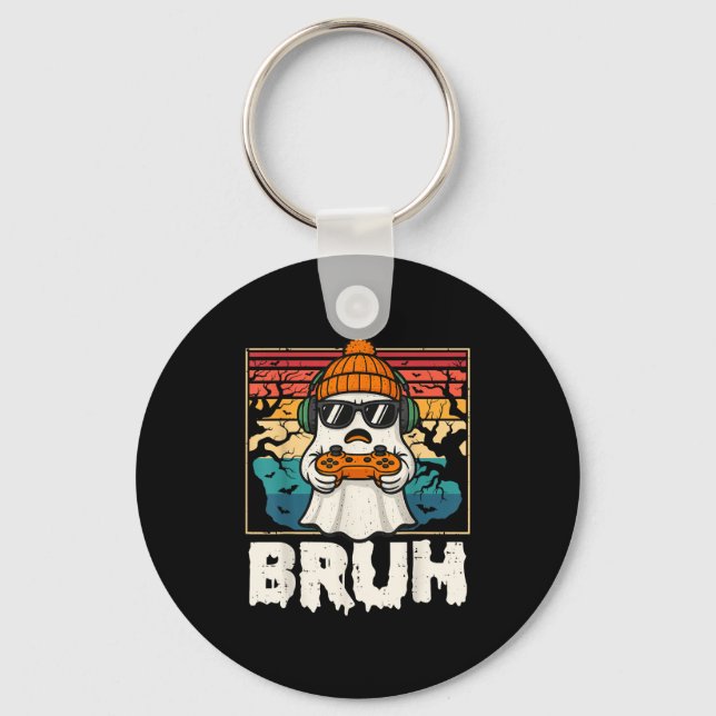 Llavero Bruh Gamer Halloween Fantasma Videojuegos Hombres  (Anverso)