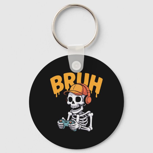 Llavero Bruh Halloween Boys Kids Gamer Mens Skeleton Video (Anverso)