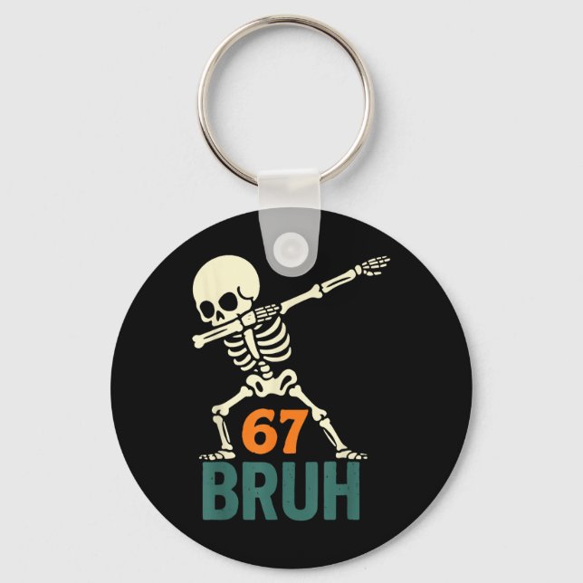 Llavero Bruh Halloween Meme Numbers Six Seven Skeleton Fun (Anverso)