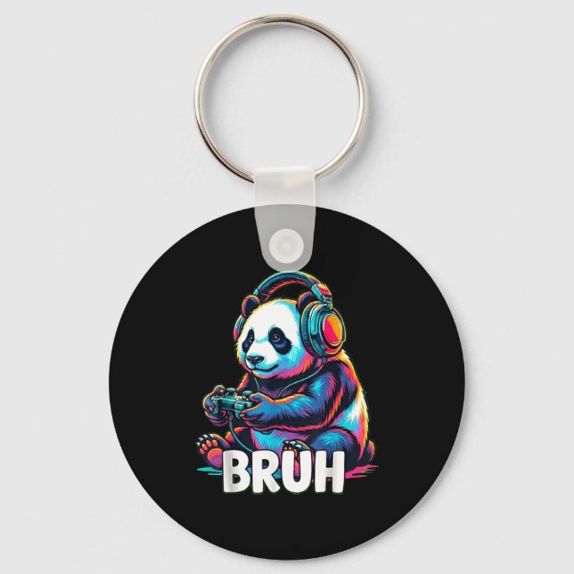 Llavero Bruh Panda Gamer With Headphones Controller  (Anverso)