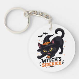Llavero Bruja Adorable Gato Negro Compañero Halloween