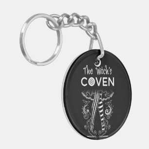 Llavero Bruja Coven Bruja Piernas Negro Blanco Halloween 