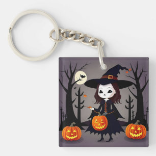 Llavero Bruja de Halloween con Calabazas
