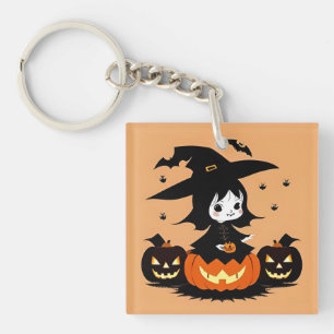 Llavero Bruja de Halloween con calabazas