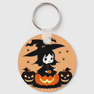 Llavero Bruja de Halloween con Calabazas