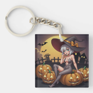 Llavero Bruja de Halloween con Ojo Verde en Jack-O-Lantern