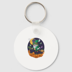 Llavero Bruja de Halloween Gnome Escoba Calabazas Luna