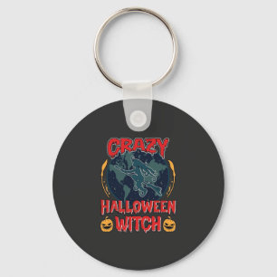 Llavero Bruja de Halloween Loca Calabaza Voladora Luna Esp