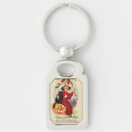 Llavero Bruja de Halloween y gato negro
