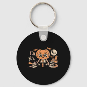 Llavero Bruja de la Luna Espeluznante Calabaza Leyendo Mag