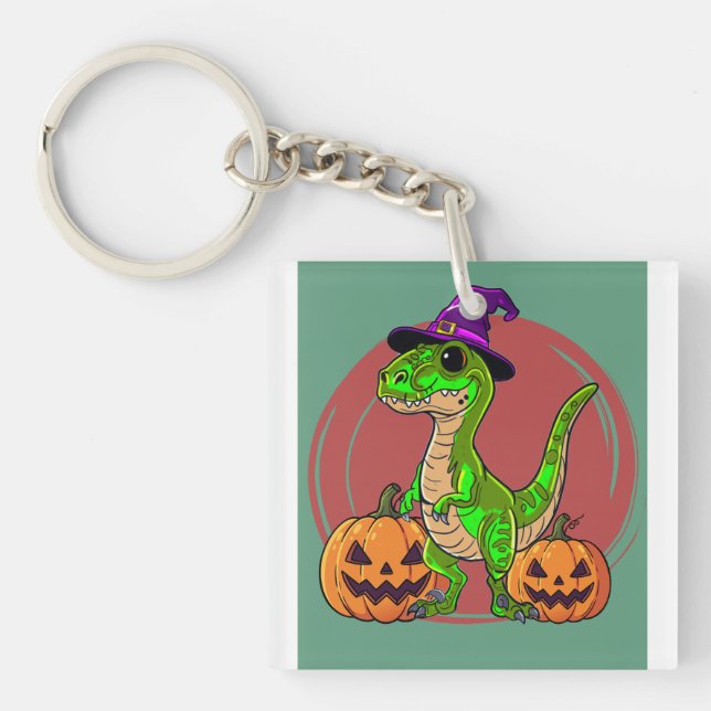 Llavero Bruja Dinosaurio de Halloween (Frente)