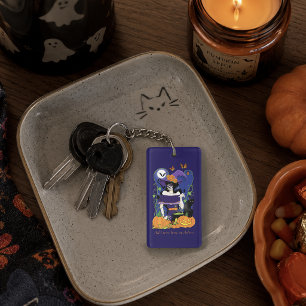 Llavero Bruja Elegante de Halloween Calavera de Azúcar Púr
