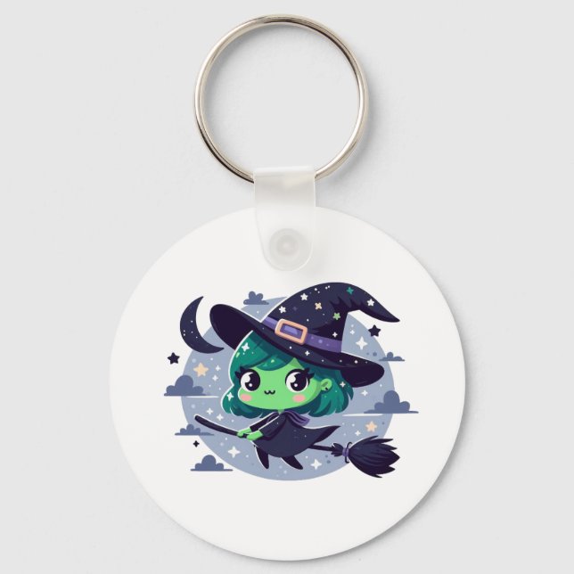 Llavero Bruja en la habitación Halloween Personalizado lin (Anverso)