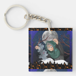 Llavero Bruja espeluznante y casa embrujada Halloween🌙