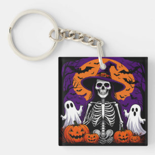 Llavero Bruja Esqueleto Calabazas Luna Halloween 🌙
