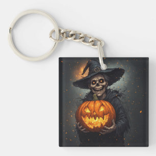 Llavero Bruja Esqueleto Con Calabaza Brillante Halloween �