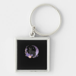 Llavero Bruja Gato Flores Luna Goth Pastel Goblincore