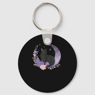 Llavero Bruja Gatuna Flores Lunares Pastel Gótico Goblinco