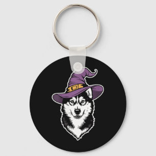 Llavero Bruja Perro Husky Mujer Halloween