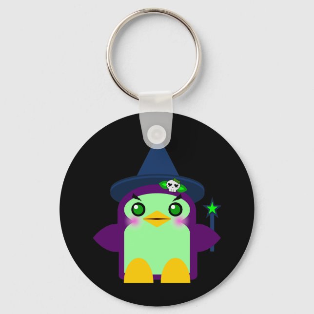 Llavero Bruja Pingüino Kawaii (Anverso)