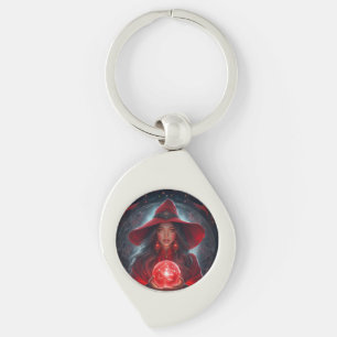 Llavero Bruja Roja Con Bola De Cristal Y Fondo Increíble