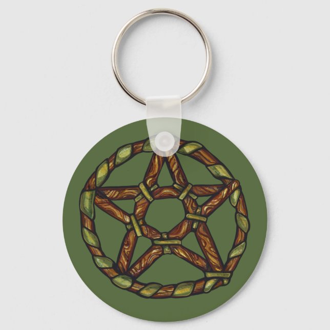 Llavero Bruja Verde Pagan Pentáculo Naturaleza Wicca (Anverso)