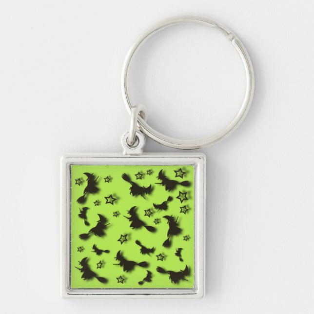 Llavero Bruja voladora entre las estrellas en la noche de  (Frente)