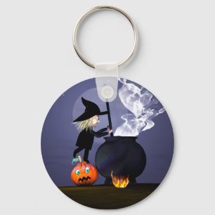 Llavero Bruja y caldero de Halloween