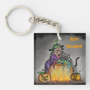 Llavero Bruja y gato, ¡Feliz Halloween!