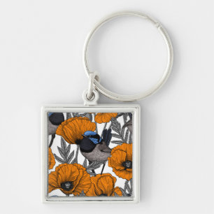 Llavero Brujas de hadas y flores de amapola naranja 2
