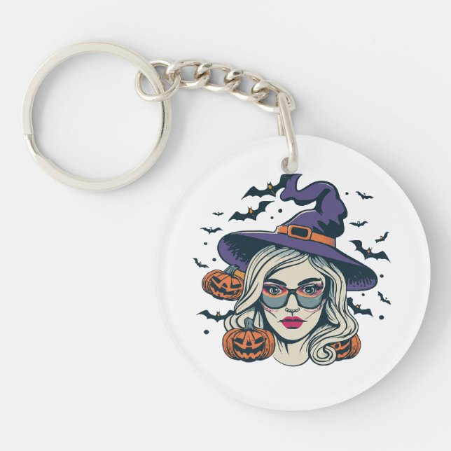 Llavero brujas de halloween halloween divertido (Frente)