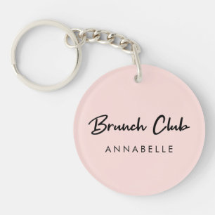 Llavero Brunch Club Nombre rosa Guión manuscrito moderno