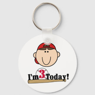 Llavero Brunette Boy Béisbol camisetas de tercer cumpleaño