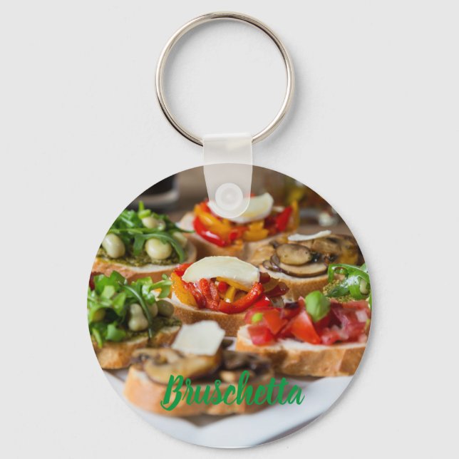 Llavero Bruschetta Antipasti con frijol y arugula, (Anverso)