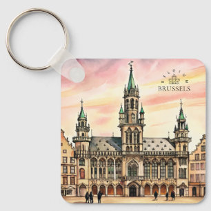 Llavero Bruselas Bélgica Acuarela Gran Palacio