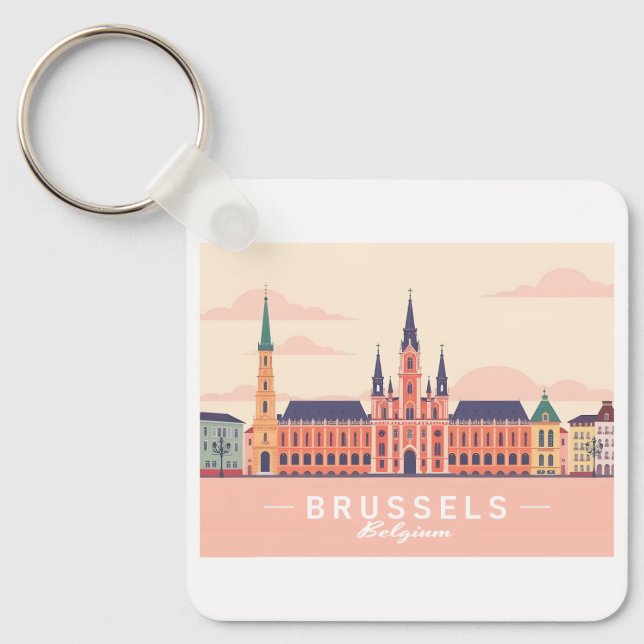 Llavero Bruselas Bélgica Grand Place Pastel Travel (Anverso)