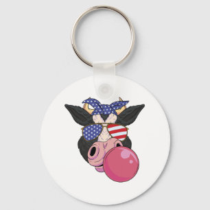 Llavero Bubble Gum Cow 4 De Julio Diseño Ee. Uu. Patriotic