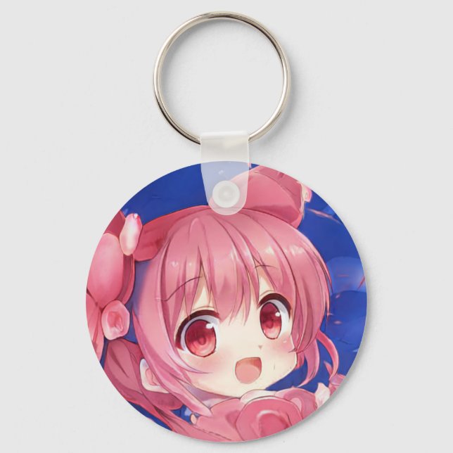 Llavero Bubblegum fresa rosa chibi anime chica manga (Anverso)