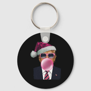 Llavero Bubblegum Trump Soplando Chicle Navidad Rosa