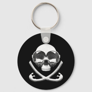 Llavero Buceo con tubo y bandera de cráneo pirata de buceo